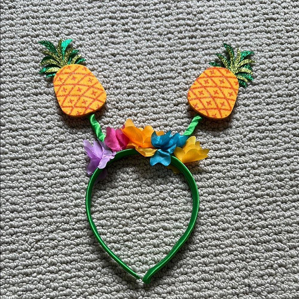 Pineapple Headband with Colorful Flowers